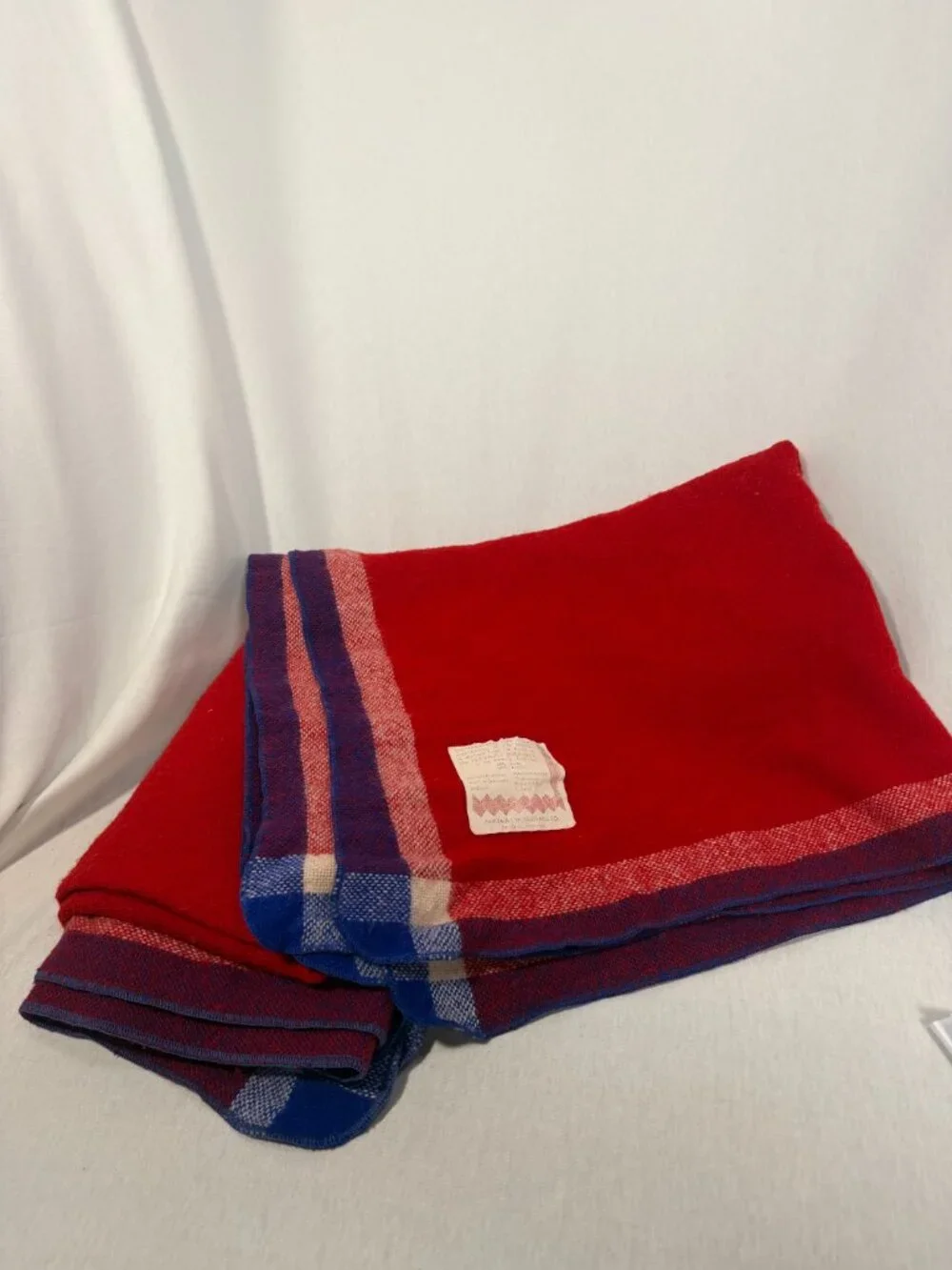 Faribault Woolen Mill Navajo Wool Blanket Set 2 Red Plaid Throw Vintage Stadium